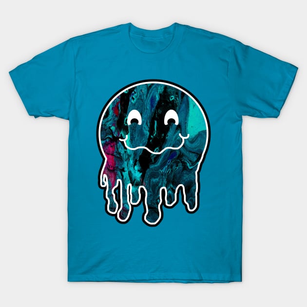 Drippy Hippie Blue Melting Face T-Shirt by Punderstandable